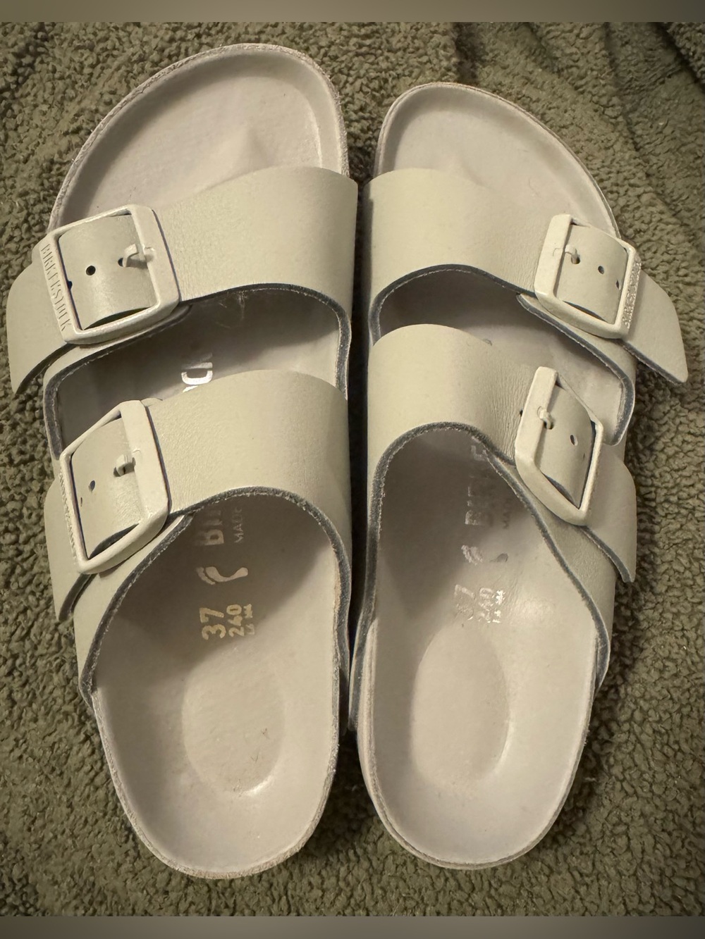 Birkenstock Arizona Sz 37 Mineral Gray Leather Sandals